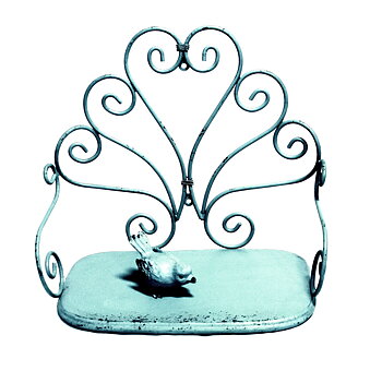 Turkos hylla i snirkligt smide Romantisk fransk lantstil shabby chic lantlig stil