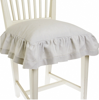 Stolsfodral linnebeige beige med hålsöm lantlig stil