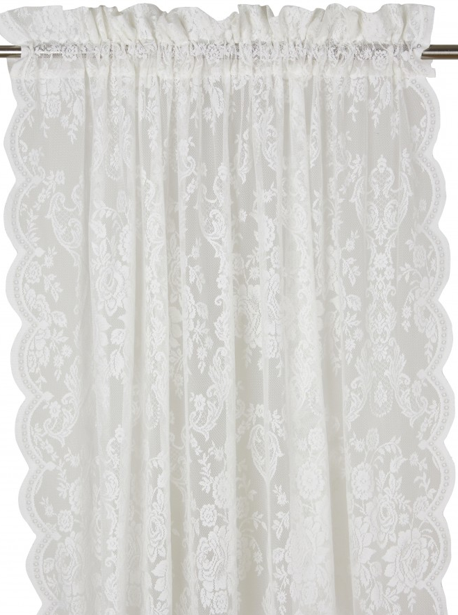 Antikvit gammaldags spetsgardin rosor medaljong 2 st shabby chic lantlig stil