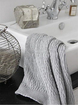 Liten handduk stickad bomull grå Jeanne d´Arc Living shabby chic lantlig stil
