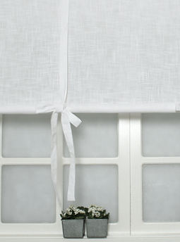 Hissgardin vit med knytband 100 x 100 cm shabby chic lantlig stil