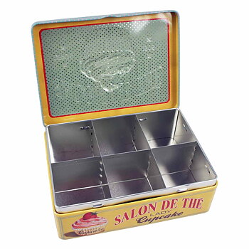 Fransk plåtburk the 6 fack retro cuisine shabby chic lantlig stil