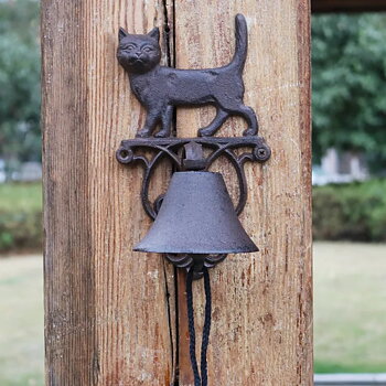 Klocka dörrklocka i gjutjärn Katt shabby chic lantlig stil Gårdsromantik