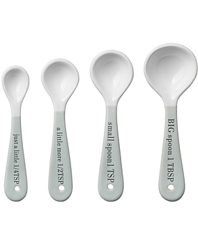 Måttskedar vit grön keramik 4 set shabby chicl lantlig stil
