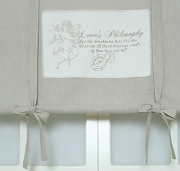 Hissgardin Love Änglar Linnebeige botten lantlig stil