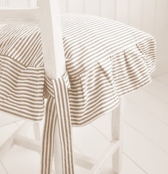 Stolsfodral linnerand med volang 4 sidor shabby chic lantig stil