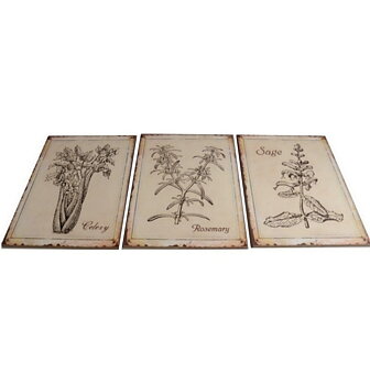Botaniska skyltar örter shabby chic lantlig stil 3 sorter