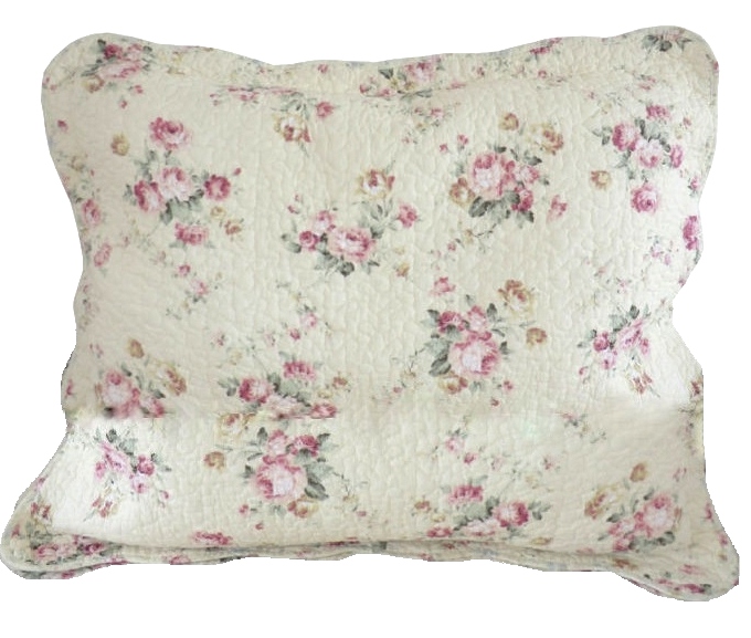 Kuddfodral quilt rosa rosor shabby chic lantlig stil