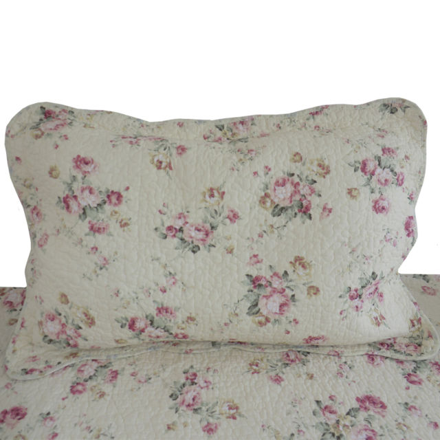 Kuddfodral quilt rosa rosor shabby chic lantlig stil - 3