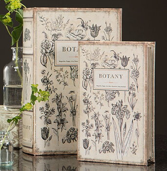 Bokask boklåda bokgömma gammal bok Botanisk 2 storlekar shabby chic lantlig stil Gårdsromantik