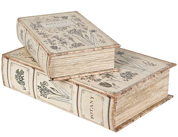 Bokask boklåda bokgömma gammal bok Botanisk 2 storlekar shabby chic lantlig stil Gårdsromantik