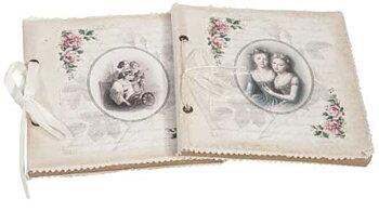 Anteckningsbok notebook Vintage 2 sorter shabby chic lantlig stil