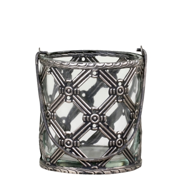 Hänglykta ljuslykta antiksilver glas shabby chic lantlig stil Gårdsromantik - 2