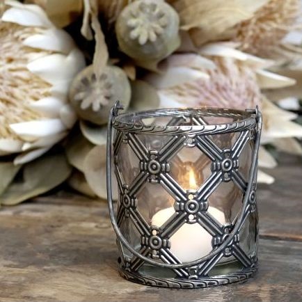 Hänglykta ljuslykta antiksilver glas shabby chic lantlig stil Gårdsromantik