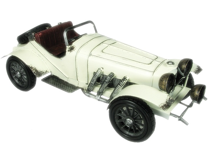 Stor Mercedes Benz Cabriolet 31 cm vit bil i plåt shabby chic lantlig stil
