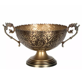Kruka på fot i antik guld ornament pokal shabby chic lantlig stil