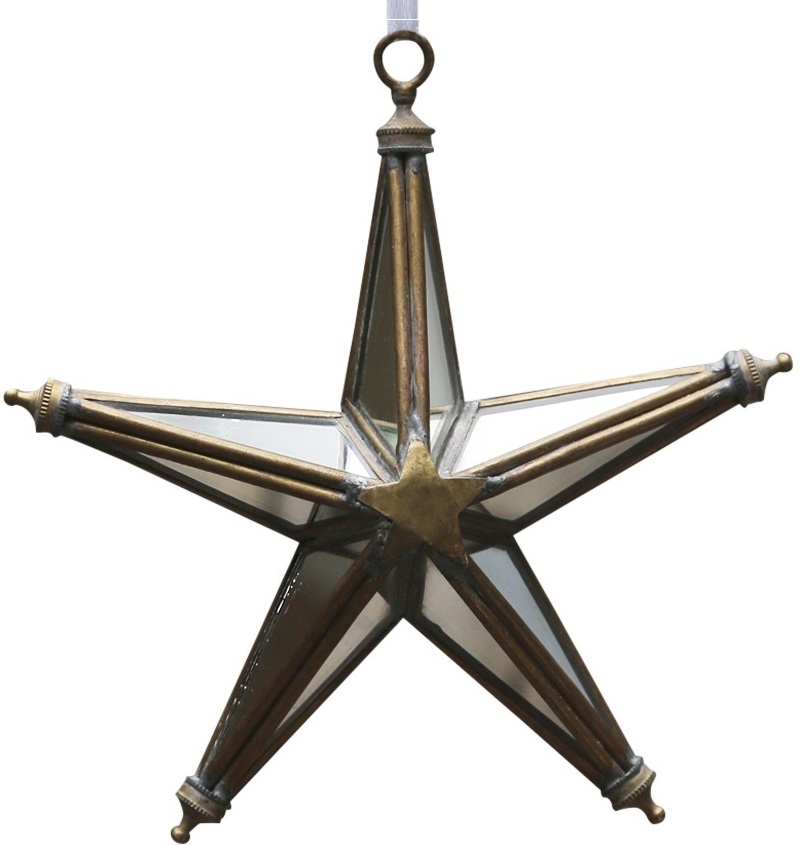 Stjärna antik mässing spegelornament chic antique shabby chic lantlig stil 