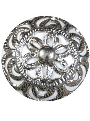 Knopp vit porslin silverornament shabby chic lantlig stil Gårdsromantik - 2