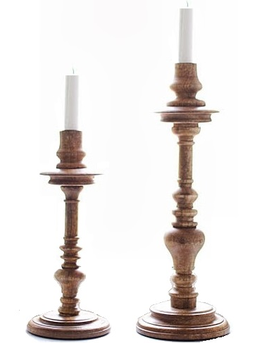 Ljusstake i trä natur låg Madam stoltz shabby chic lantlig stil