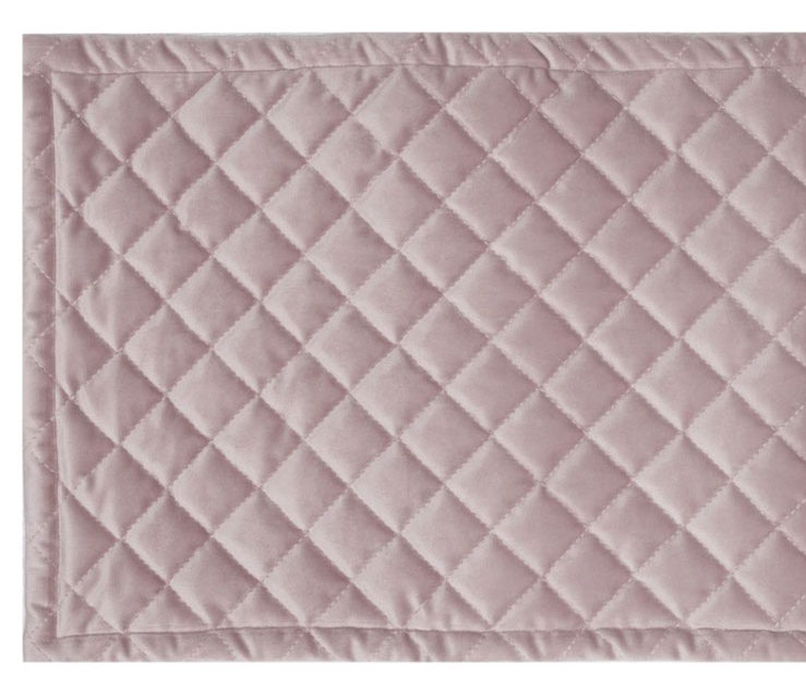 Löpare Sammet rosa quiltad Art Deco lantlig stil fransk lantstil Gårdsromantik