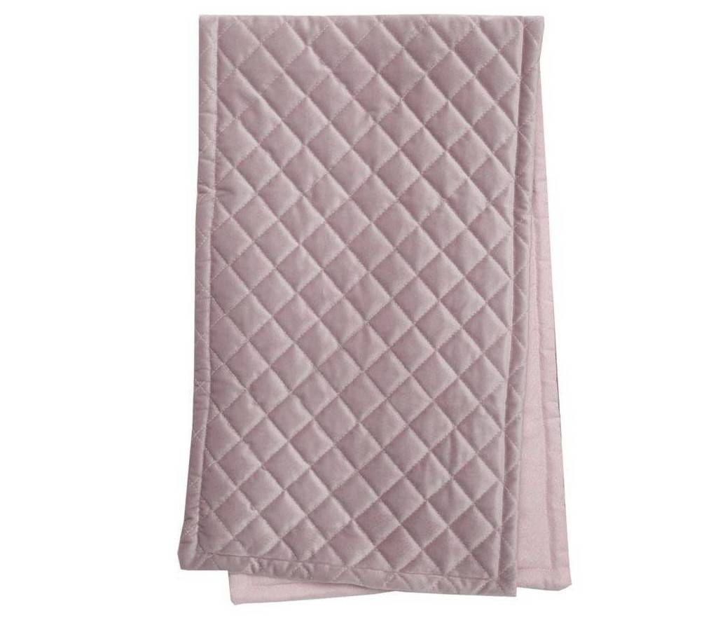 Löpare Sammet rosa quiltad Art Deco lantlig stil fransk lantstil Gårdsromantik - 2