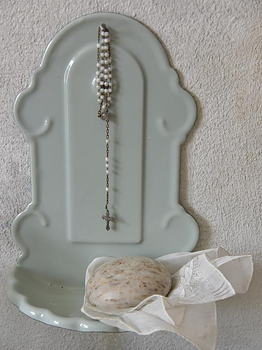 Gammaldags tvålkopp ljusgrön  för vägg emaljerad Lantlig Romantik shabby chic