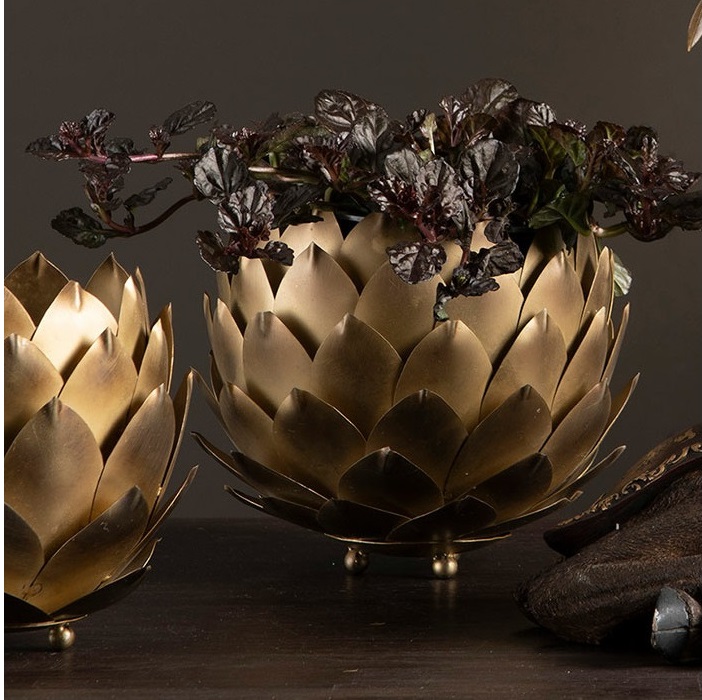 Kruka kotte antikguld plåt art deco shabby chic lantlig stil