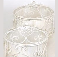 Vit smidesburk rosengömma shabby chic lantlig stil - 2