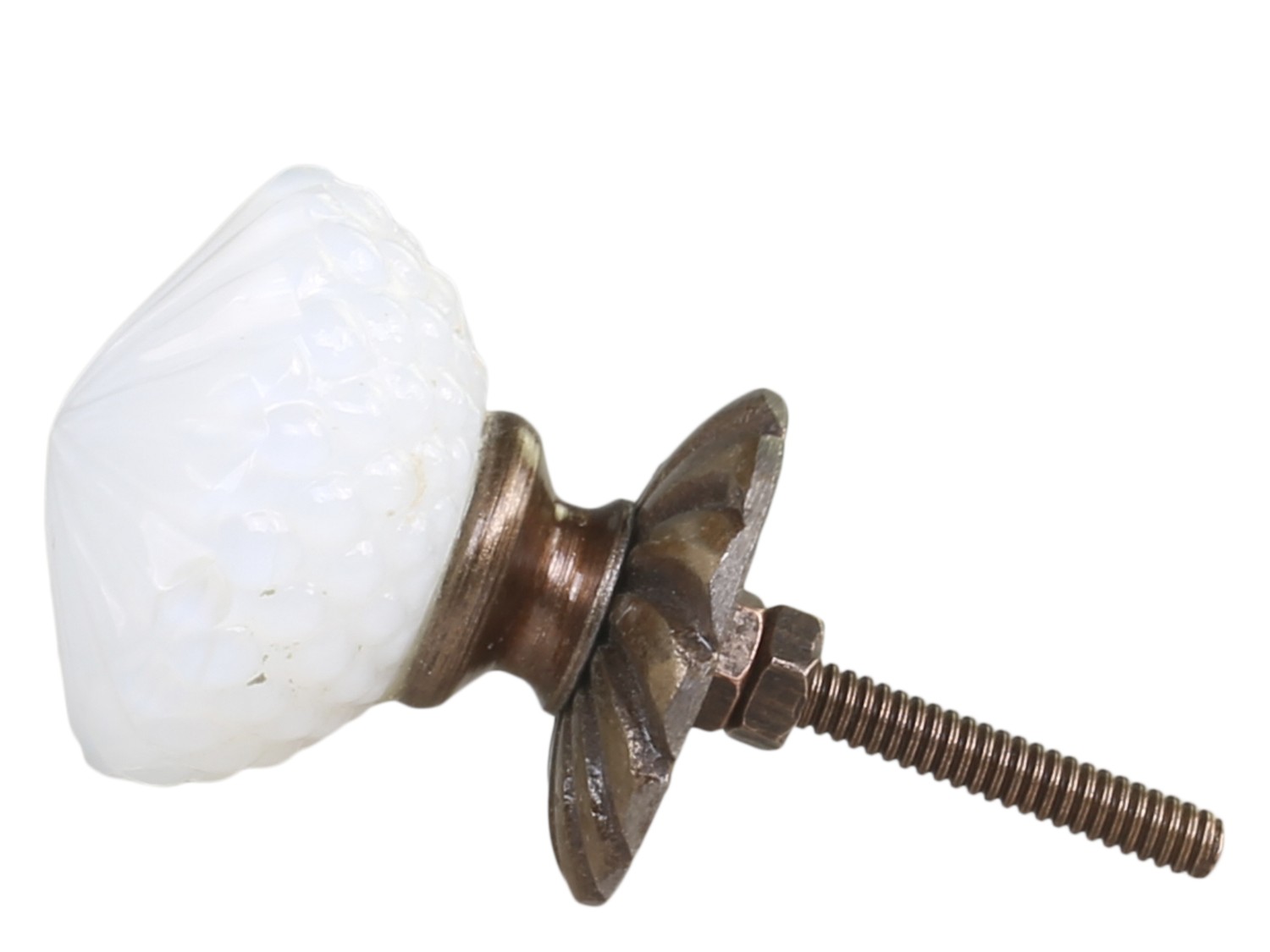 Vit knopp  glas med slipningar shabby chic lantlig stil Gårdsromantik 