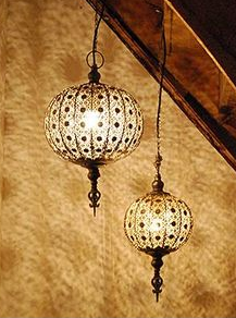 Rund stor silverfärgad taklampa bollampa orient genombrutet spetsmönster - 3