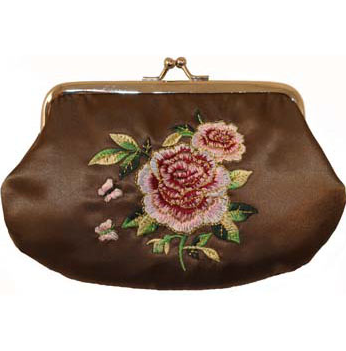 Sminkväska Country Style ros satin romantisk Choklad