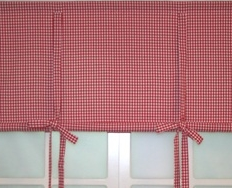 Svart rutig hissgardin med knytband 160 cm bred  shabby chic lantlig stil - 2