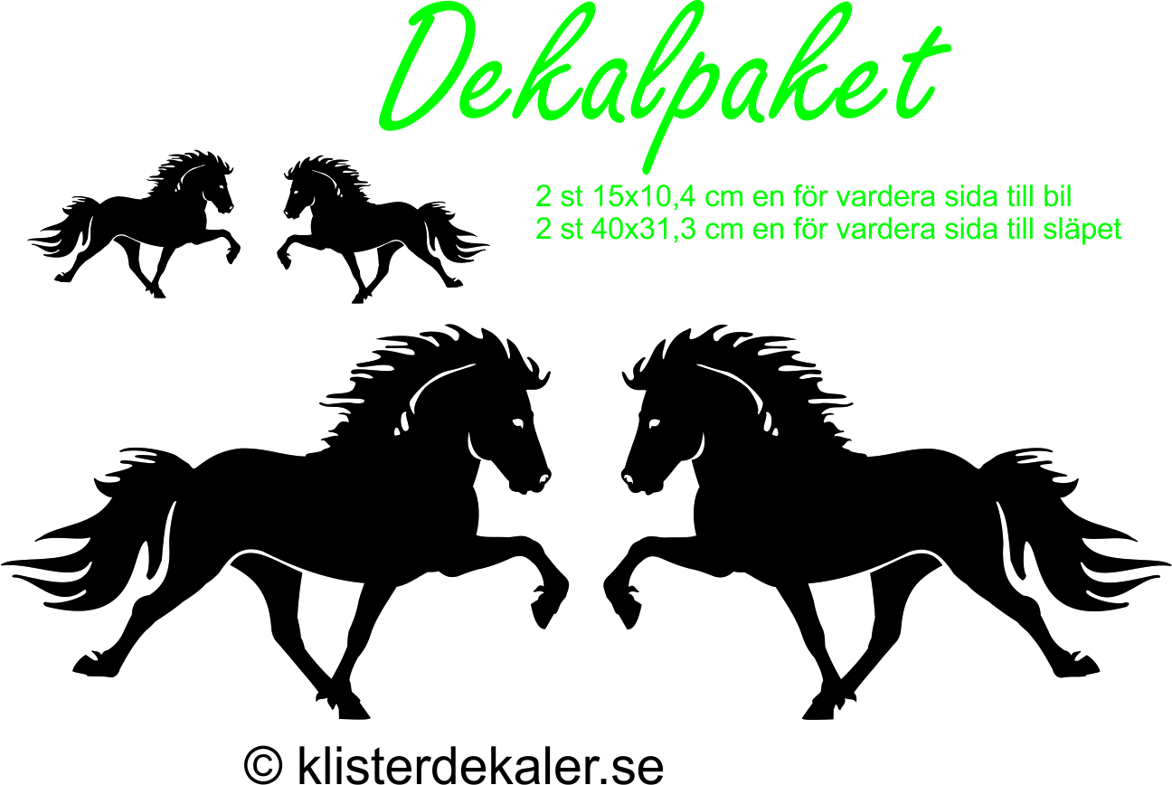 Dekalpaket 1 Bil och transportdekaler Islandshäst 