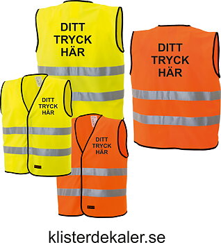 Reflexväst med eget tryck, Gul eller Orange. One-size