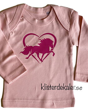 T-shirt långärmad baby 0-6 månader Islandshäst