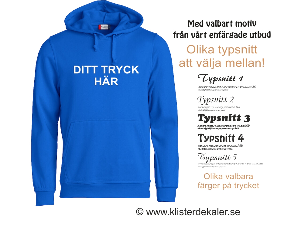 Hoody Royal blue with own print