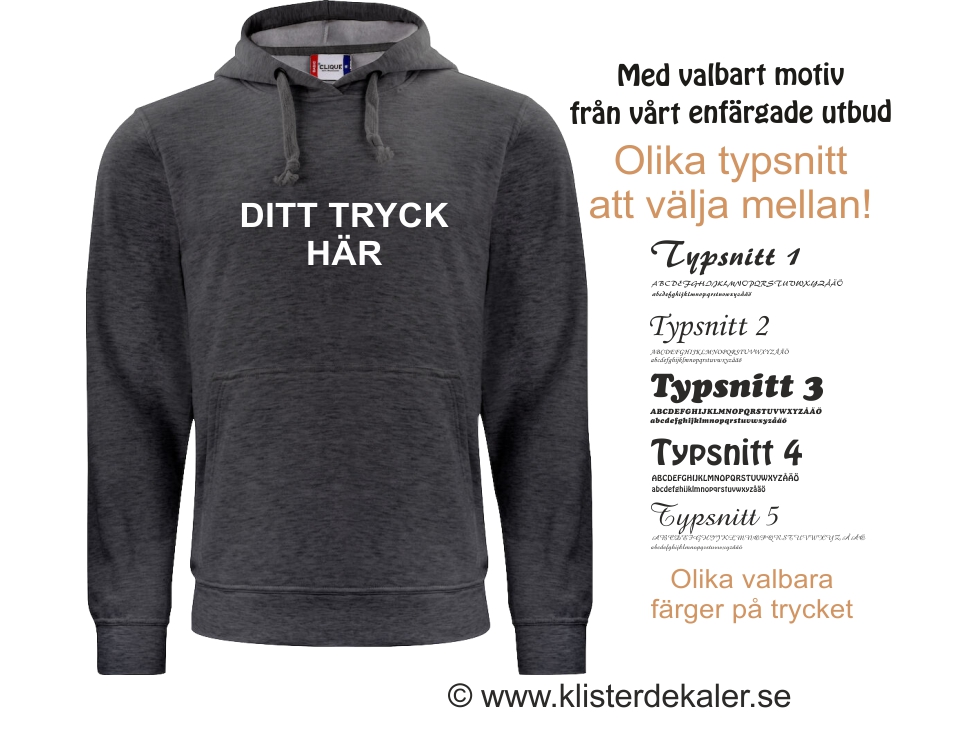 Hoody Antrazit med eget tryck