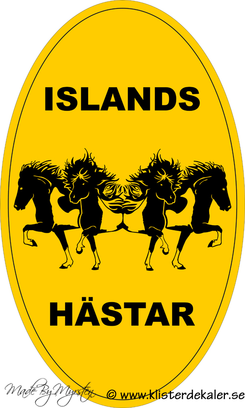 Transportdekal oval Islandshäst 30x50