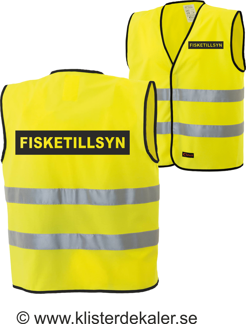 Reflexväst FISKETILLSYN i svart ram