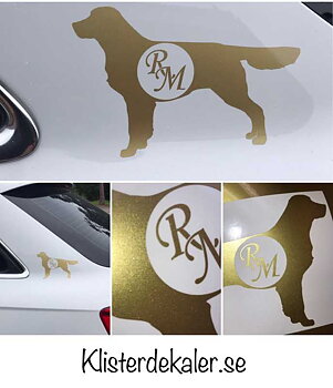 Golden Retriever, med dina egna initialer. Bildekal