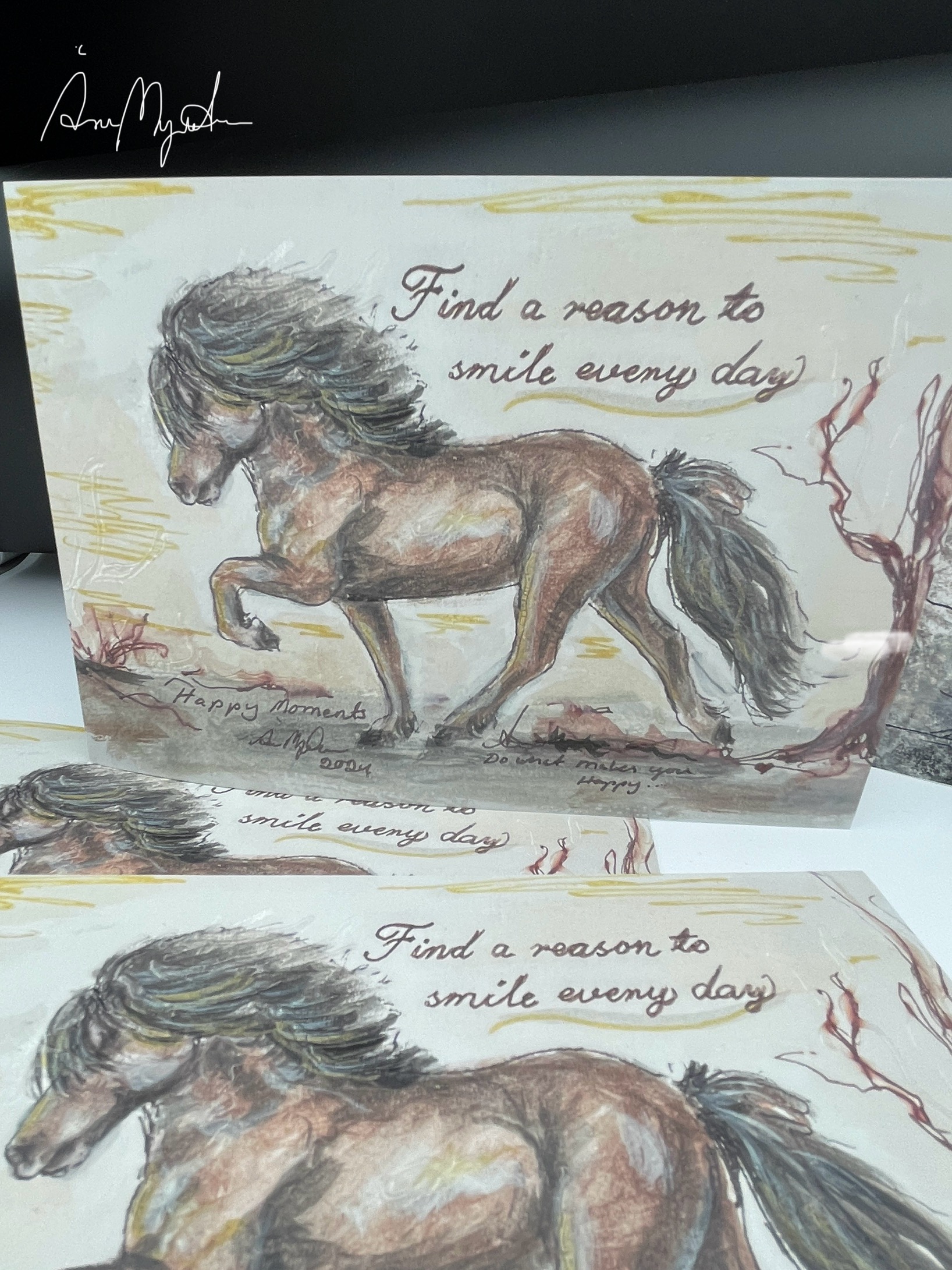 Happy Moments "Find a reason to smile every day" - Icelandic horse. 15x21 cm