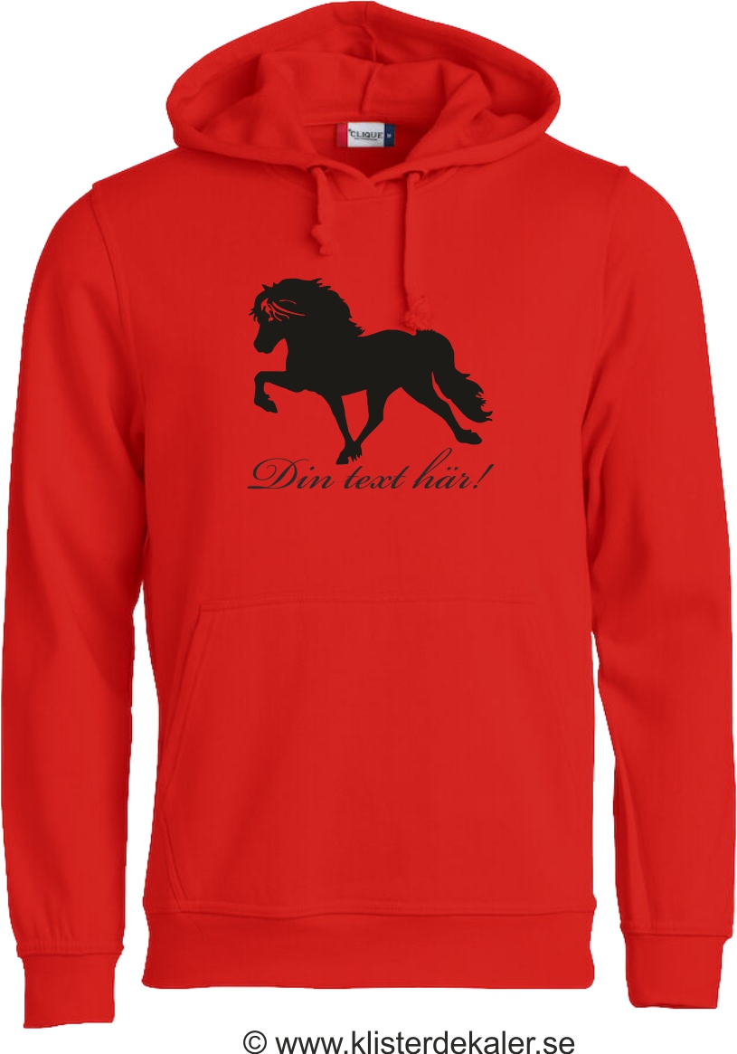 ERBJUDANDE Hoody Röd. Islandshäst med egen text, fåtal - 2