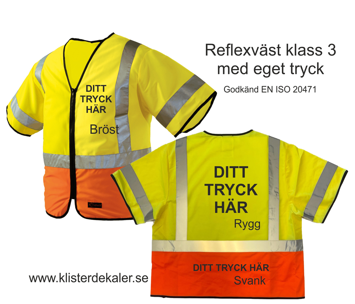 Reflexväst KLASS 3 one-size. med eget tryck. 