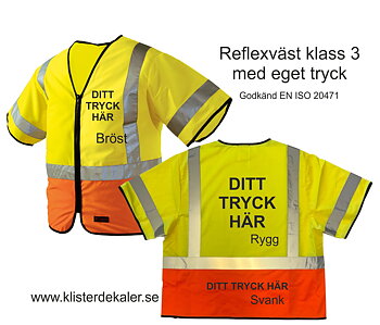 Reflexväst KLASS 3 one-size. med eget tryck. 