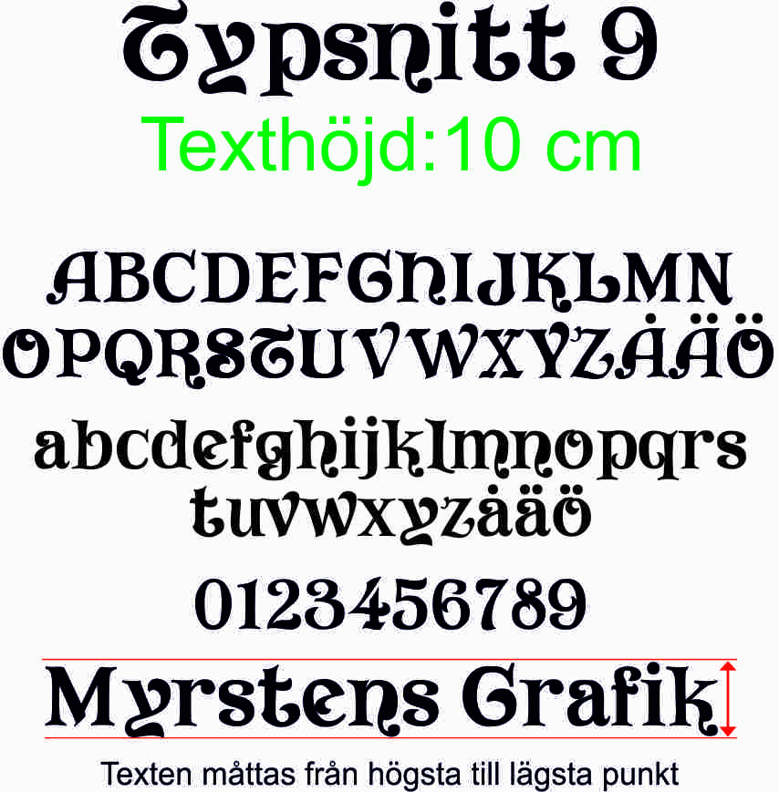 Text 9  text 10 cm high