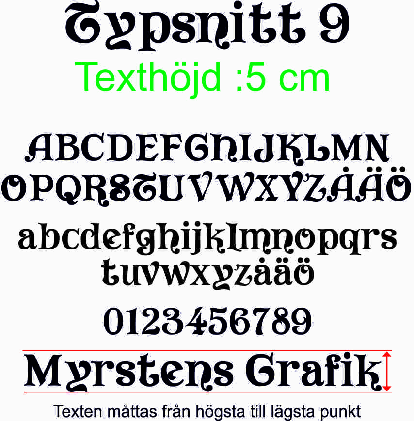 Text 9  text 5 cm high