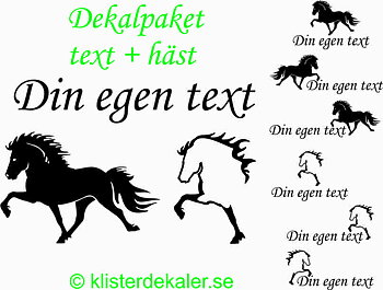 Dekalpaket Text + häst, Texthöjd 8 cm