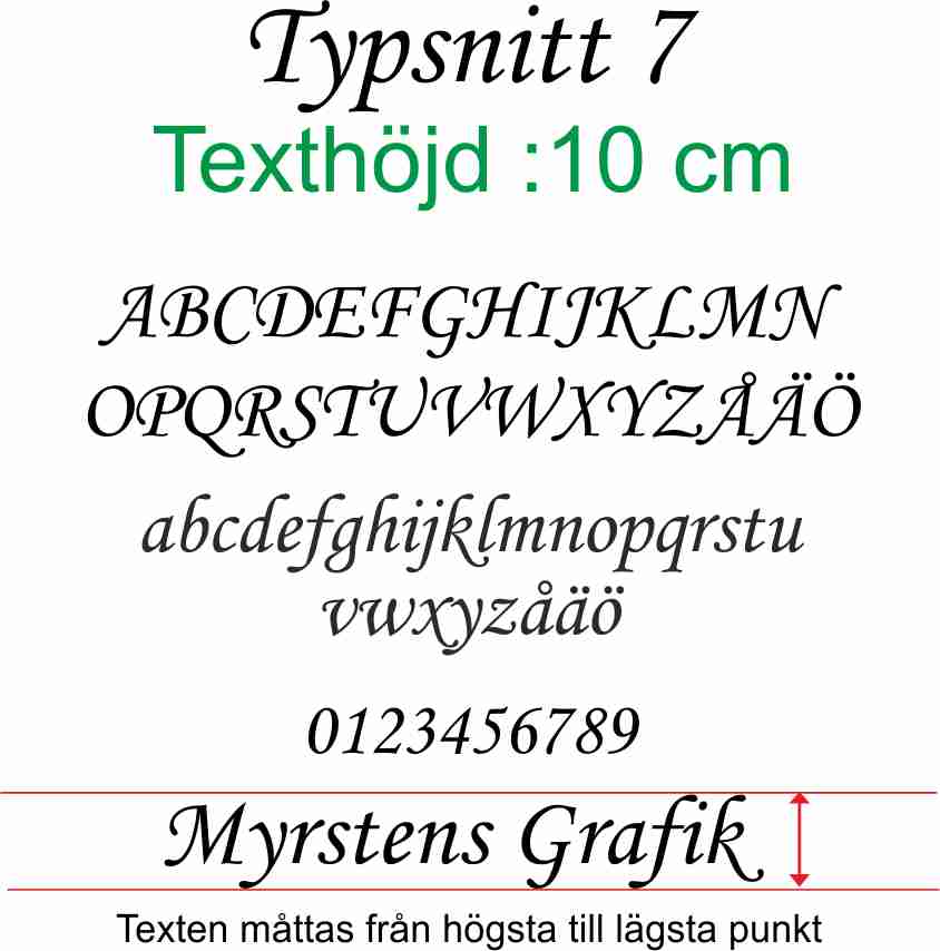 Text 7  text 10 cm high