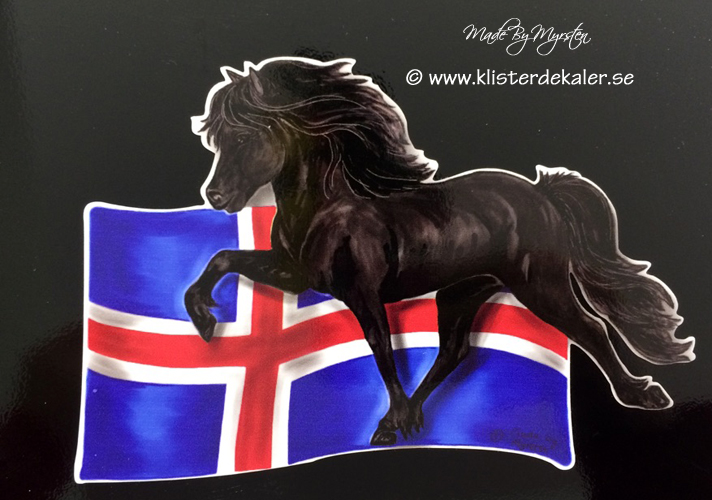 Islandshäst med Islands flagga. Bil & Transportdekor - 4
