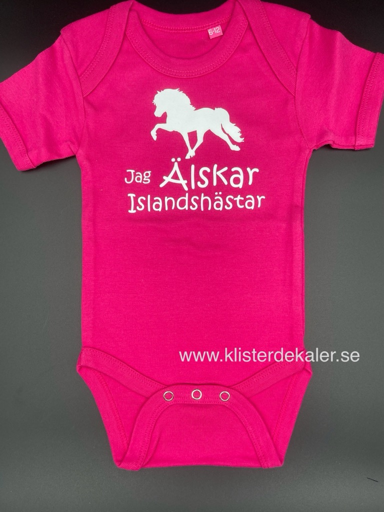 Baby Body Jag älskar Islandshästar. Flera färgval. 6-12 mån